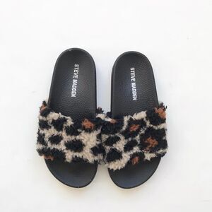 Steve Madden faux shearling-trim leopard slippers GUC size 13